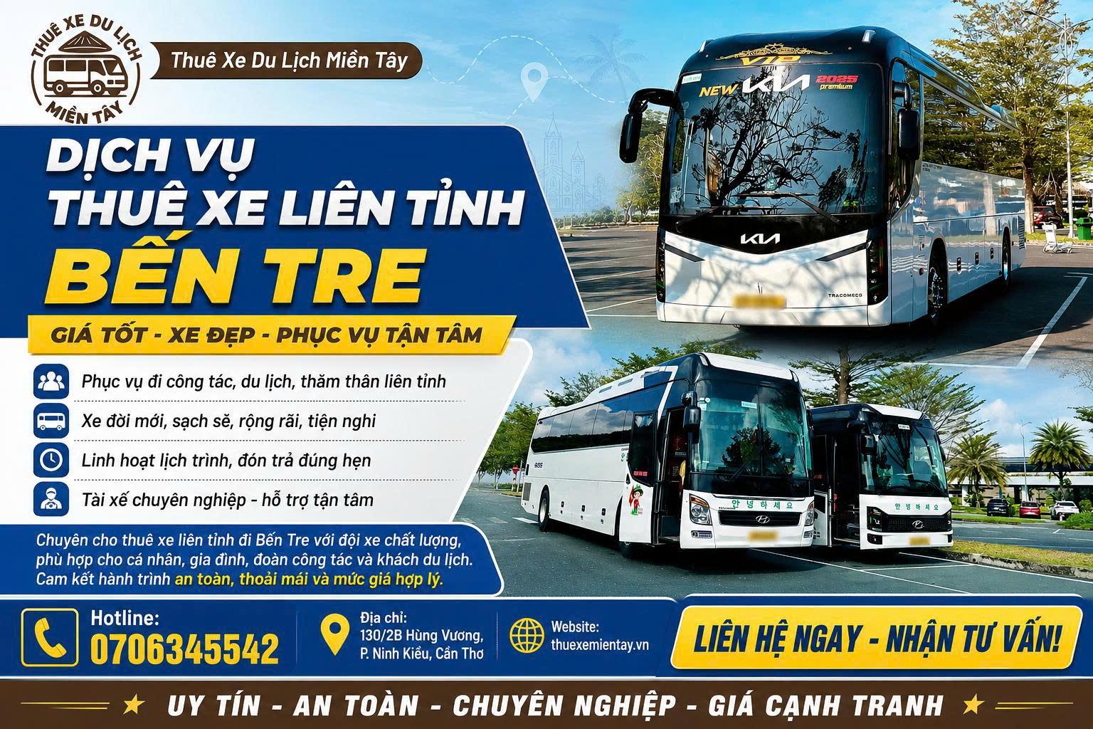 Thuê xe liên tỉnh đi Bến Tre